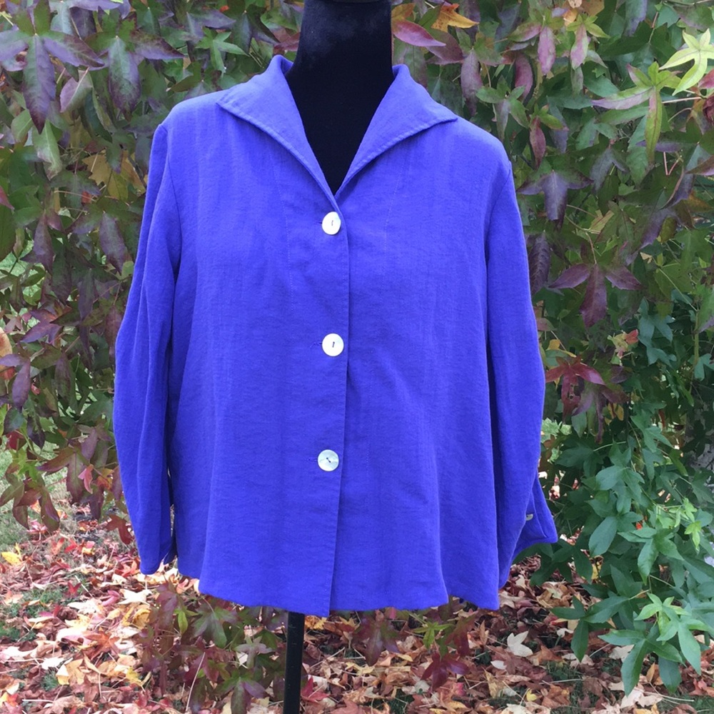 Beautiful Blue Blouse with Abalone Buttons